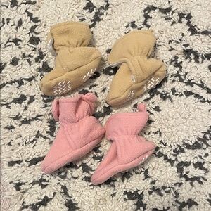 Cozy Pink and Tan Baby Walker Shoes